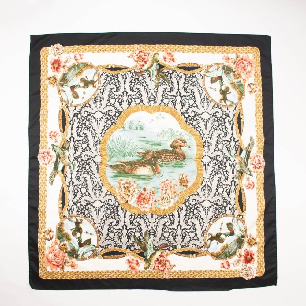 Duck Birds Family Floral Scarf Vintage Accessories